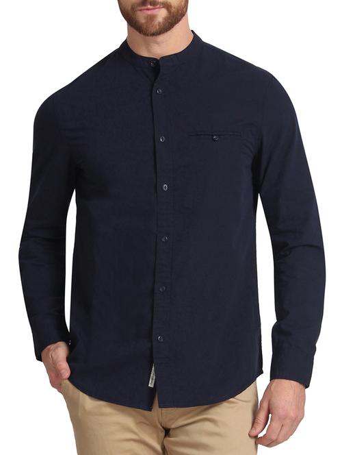 navy blue cotton casual shirt - 12605499 - Very Small Image - 1