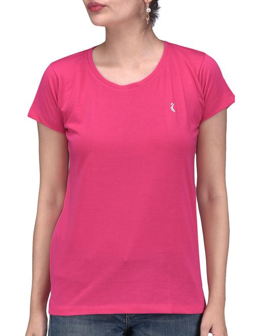 Solid Magenta Cotton T-Shirt - 1261517 - Very Small Image - 1