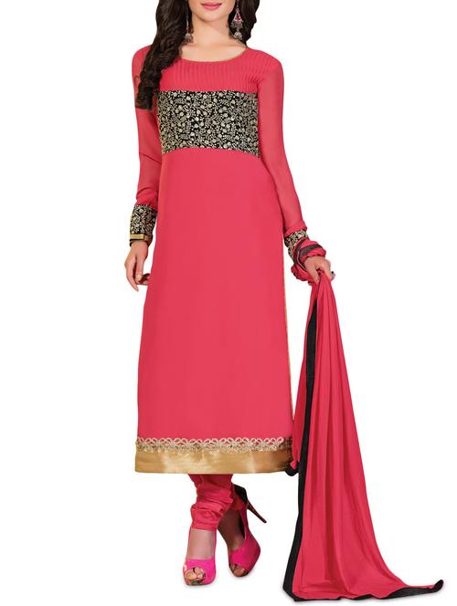 pink embroidered georgette suit set - 1265617 - Very Small Image - 1