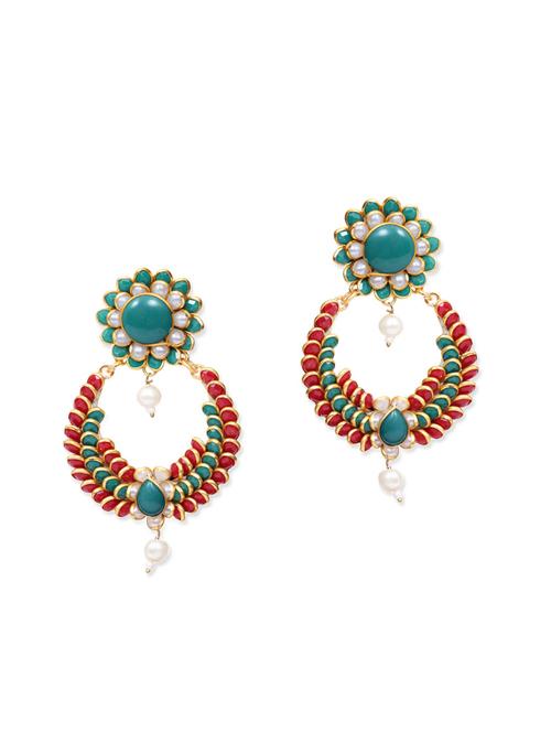 gold metal chandballi earrings - 12677624 - Very Small Image - 1