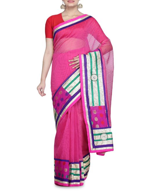 pink net sari - 1269697 - Very Small Image - 1