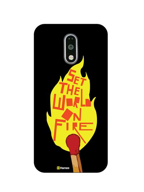 customizable hamee original cover thin fit plastic hard back case cover for motorola moto x force set the world on fire - 12698209 - Very Small Image - 1