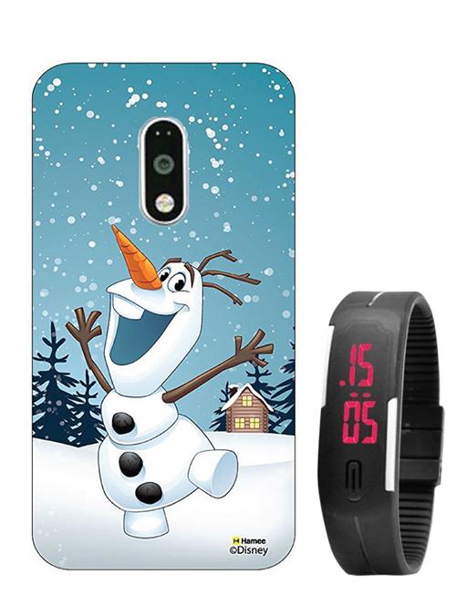 hamee disney frozen princess licensed hard back case cover for motorola moto g turbo cover with digital watch - combo 7 - 12701641 - Very Small Image - 1