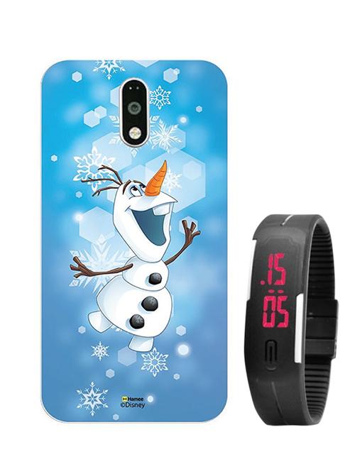 hamee disney frozen princess licensed hard back case cover for motorola moto g turbo cover with digital watch - combo 32 - 12701656 - Very Small Image - 1