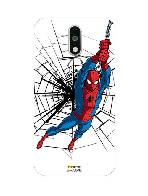 hamee marvel ultimate spider man licensed slim fit plastic hard back case cover for motorola moto g turbo (swinging web / white) - 12701743 - Very Small Image - 1