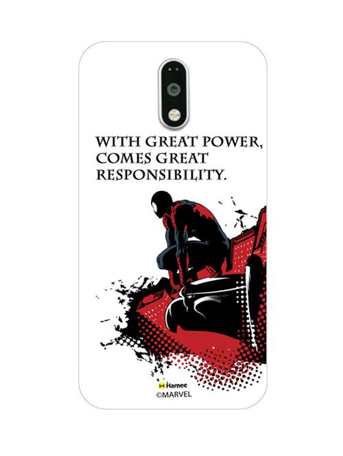 hamee marvel ultimate spider man licensed slim fit plastic hard back case cover for motorola moto g turbo (great power / white) - 12701763 - Very Small Image - 1