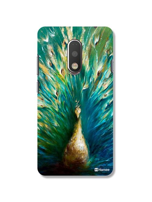 hamee tm thin fit printed hard back case cover for motorola moto g turbo cover (painted peacock) - 12702353 - Very Small Image - 1