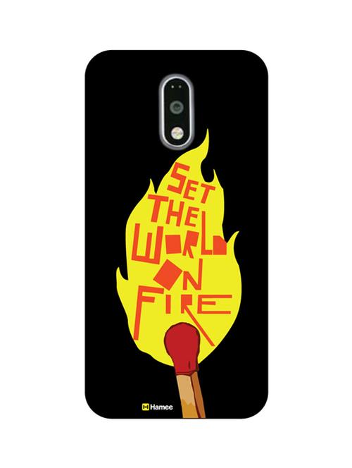 customizable hamee original cover thin fit plastic hard back case cover for motorola moto g turbo set the world on fire - 12703583 - Very Small Image - 1