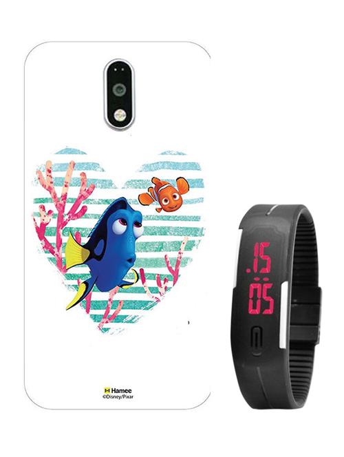 hamee disney pixar finding dory licensed hard back case cover for motorola moto m cover with free digital watch - combo 13 - 12703987 - Very Small Image - 1