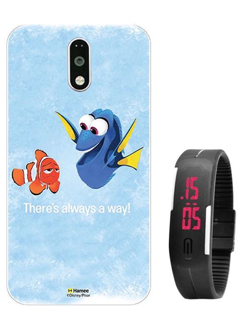 hamee disney pixar finding dory licensed hard back case cover for motorola moto m cover with free digital watch - combo 21 - 12704025 - Very Small Image - 1