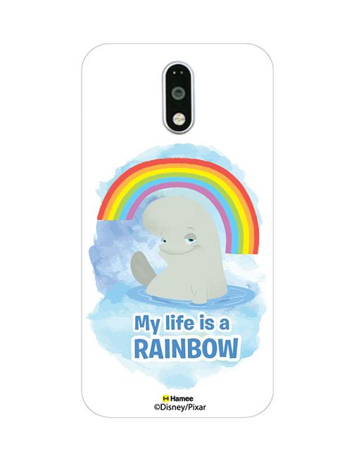 hamee disney pixar finding dory official licensed cover hard back case cover for motorola moto m ( bailey rainbow/white ) - 12704063 - Very Small Image - 1