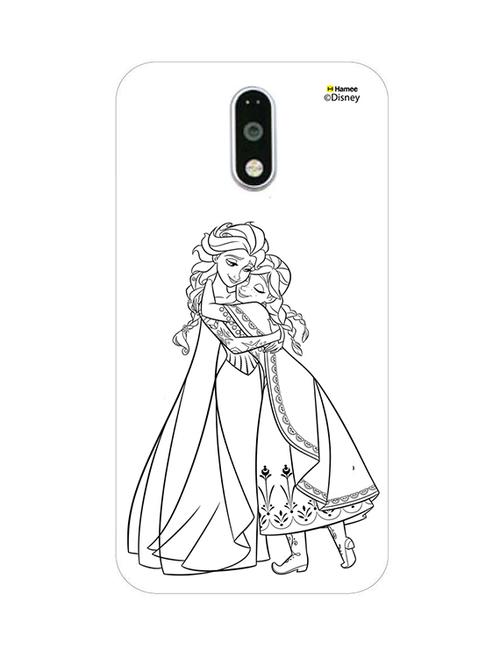 hamee disney princess frozen official licensed cover hard back case cover for motorola moto m (anna elsa / outline) - 12704432 - Very Small Image - 1