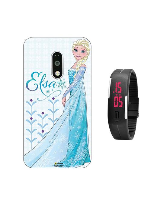 hamee disney frozen princess licensed hard back case cover for motorola moto m cover with digital watch - combo 37 - 12704461 - Very Small Image - 1