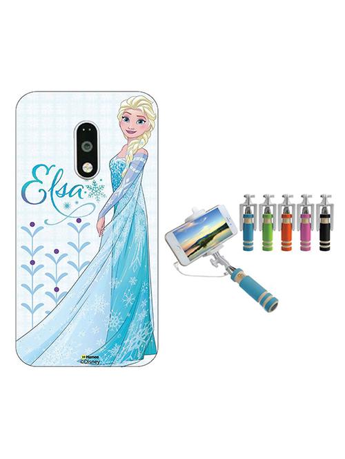 hamee disney frozen princess licensed hard back case cover for motorola moto m cover with free monopod selfie stick - combo 39 - 12704463 - Very Small Image - 1