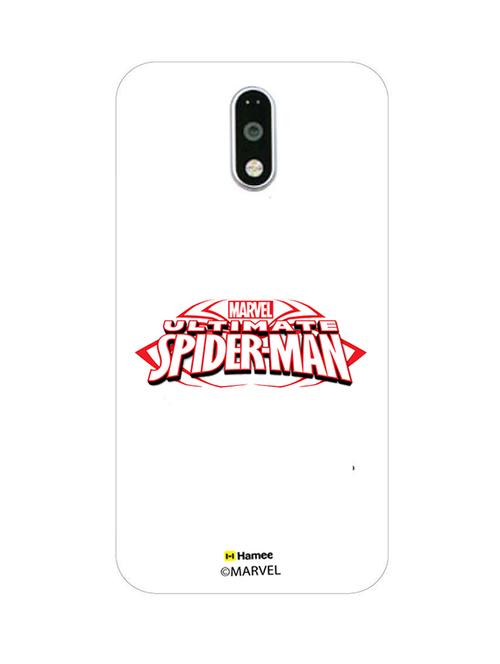 hamee marvel ultimate spider man licensed slim fit plastic hard back case cover for motorola moto m (logo / white) - 12704524 - Very Small Image - 1