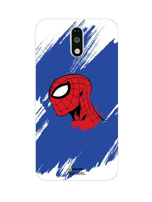 hamee marvel ultimate spider man licensed slim fit plastic hard back case cover for motorola moto m (blue face / white) - 12704525 - Very Small Image - 1