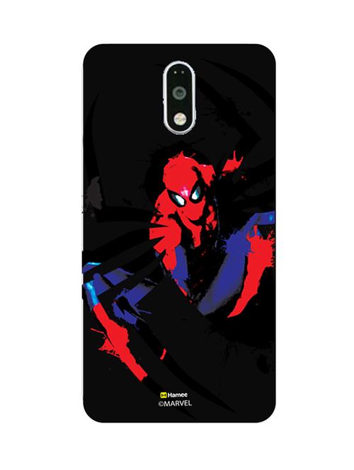 hamee marvel ultimate spider man licensed slim fit plastic hard back case cover for motorola moto m (spider paint / black) - 12704535 - Very Small Image - 1
