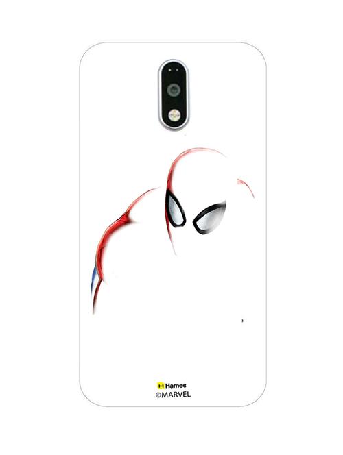 hamee marvel ultimate spider man licensed slim fit plastic hard back case cover for motorola moto m (line art / white) - 12704541 - Very Small Image - 1