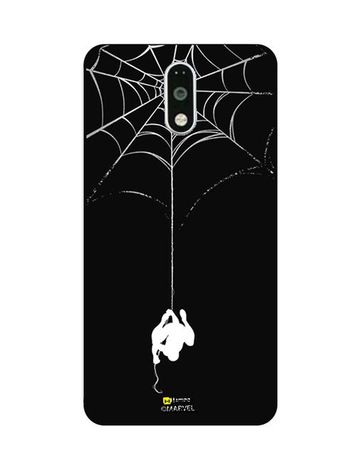 hamee marvel ultimate spider man licensed slim fit plastic hard back case cover for motorola moto m (hanging web / black) - 12704546 - Very Small Image - 1
