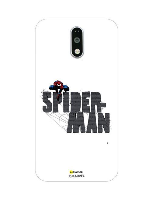 hamee marvel ultimate spider man licensed slim fit plastic hard back case cover for motorola moto m (big logo / white) - 12704548 - Very Small Image - 1