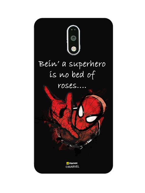 hamee marvel ultimate spider man licensed slim fit plastic hard back case cover for motorola moto m (bein' a superhero / black) - 12704550 - Very Small Image - 1