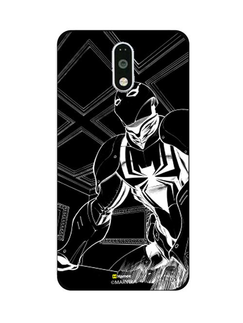 hamee marvel ultimate spider man licensed slim fit plastic hard back case cover for motorola moto m (venom art / lines) - 12704559 - Very Small Image - 1