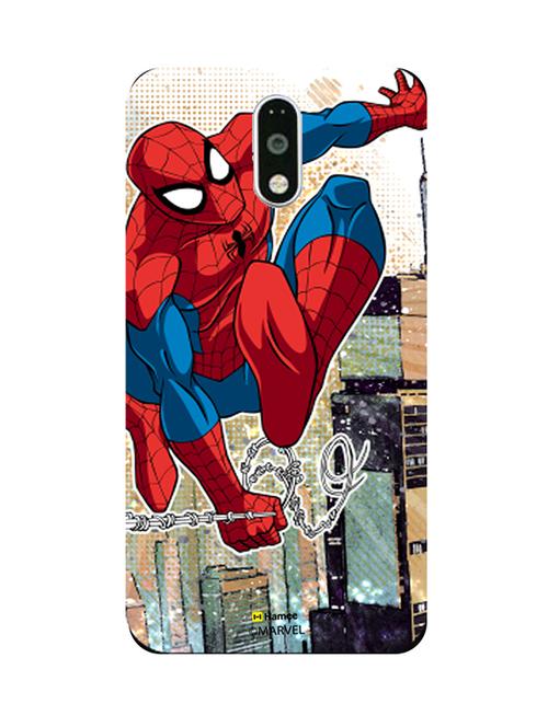 hamee marvel ultimate spider man licensed slim fit plastic hard back case cover for motorola moto m (spiderman high jump) - 12704565 - Very Small Image - 1