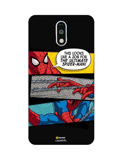 hamee marvel ultimate spider man licensed slim fit plastic hard back case cover for motorola moto m (comic / job) - 12704571 - Very Small Image - 1