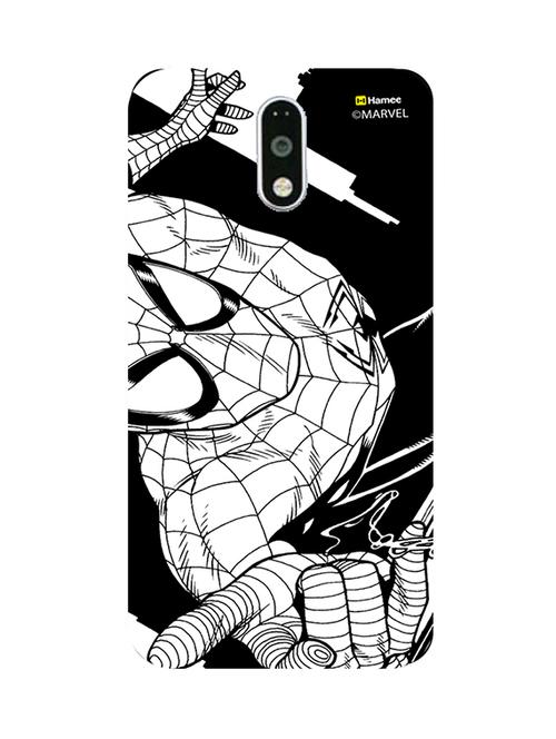 hamee marvel ultimate spider man licensed slim fit plastic hard back case cover for motorola moto m (spiderman / looking up) - 12704580 - Very Small Image - 1
