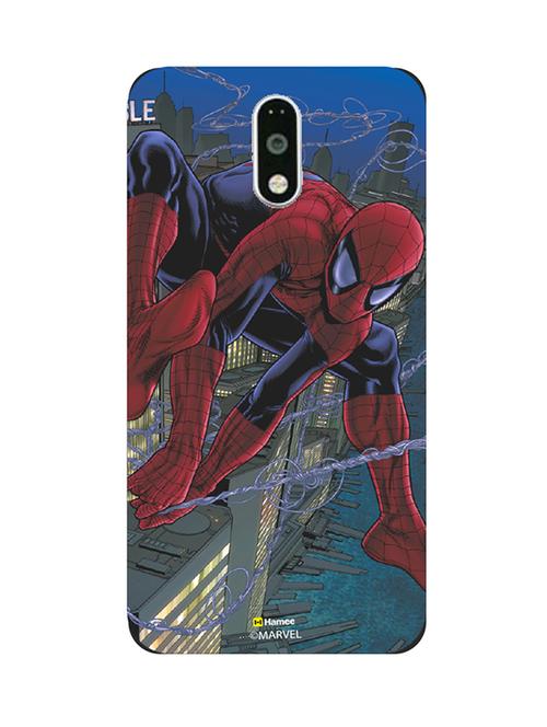 hamee marvel ultimate spider man licensed slim fit plastic hard back case cover for motorola moto m (spiderman / night) - 12704582 - Very Small Image - 1