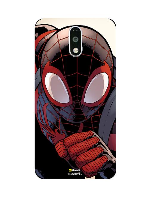 hamee marvel ultimate spider man licensed slim fit plastic hard back case cover for motorola moto m (black spiderman / face) - 12704583 - Very Small Image - 1