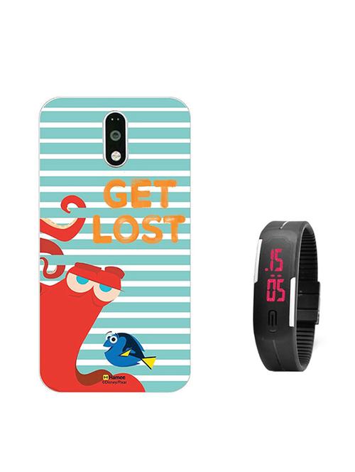 hamee disney pixar finding dory licensed hard back case cover for lenovo k6 power cover with free digital watch - combo 29 - 12707865 - Very Small Image - 1