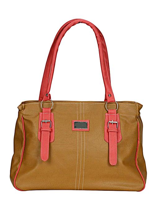 brown synthetic leather handbag - 12719966 - Very Small Image - 1