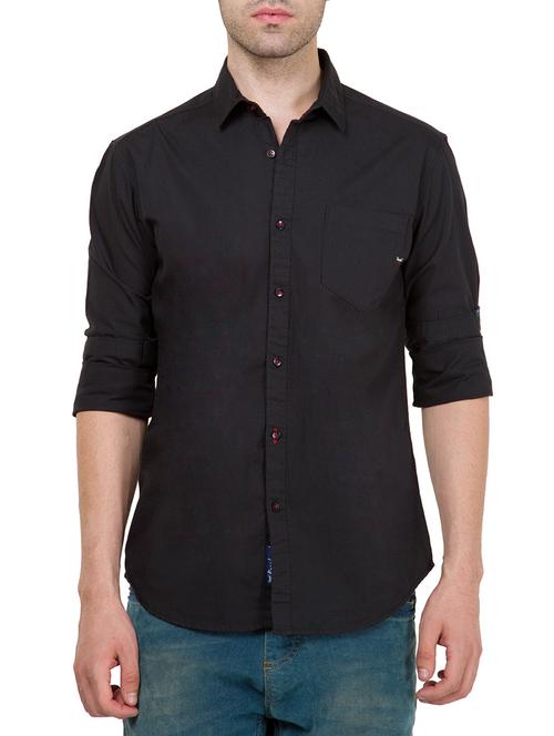 black cotton casual shirt - 12754233 - Very Small Image - 1