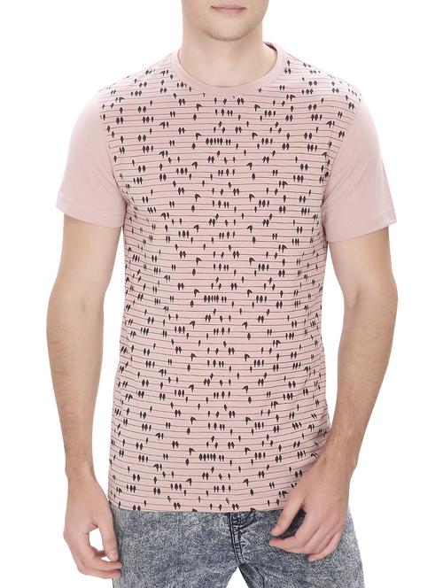 dust pink cotton printed t-shirt - 12754911 - Very Small Image - 1