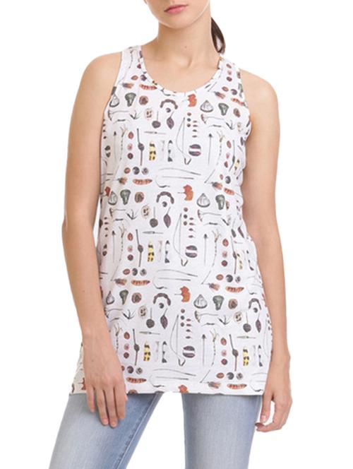 white printed polyester tee - 12755430 - Very Small Image - 1