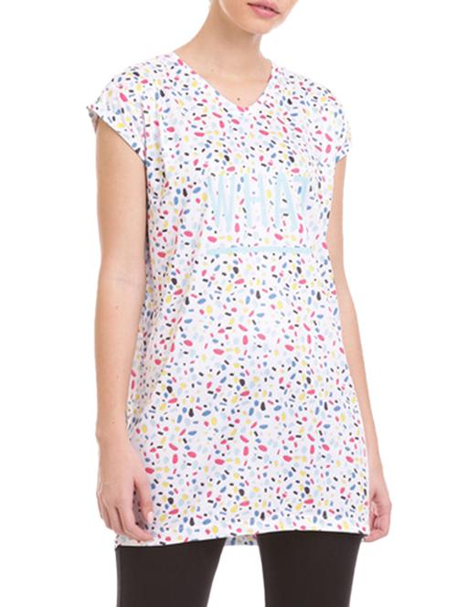 white printed polyester tee - 12755433 - Very Small Image - 1