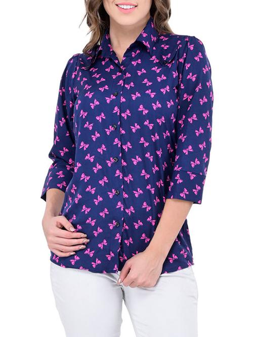 blue polyester regular shirt - 12755873 - Very Small Image - 1