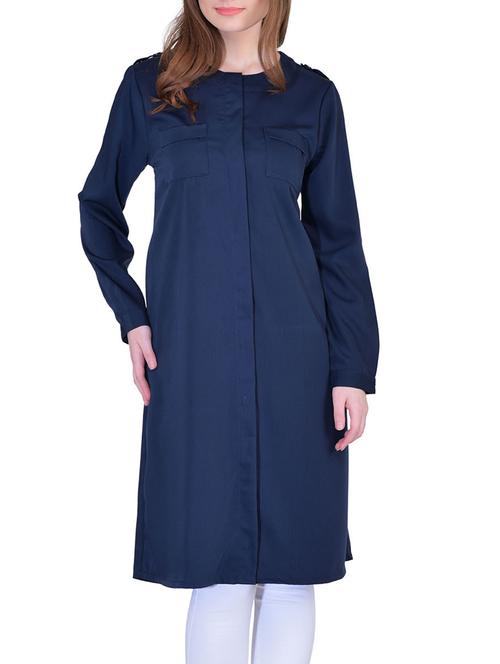 solid navy blue overcoat - 12755893 - Very Small Image - 1