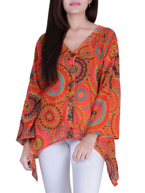 orange cotton assymetric top - 12758401 - Very Small Image - 1