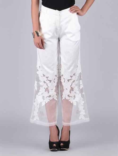 white appliqued loose pants - 1275861 - Very Small Image - 1