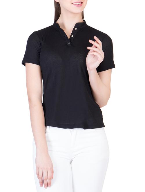 black viscose tee - 12759193 - Very Small Image - 1