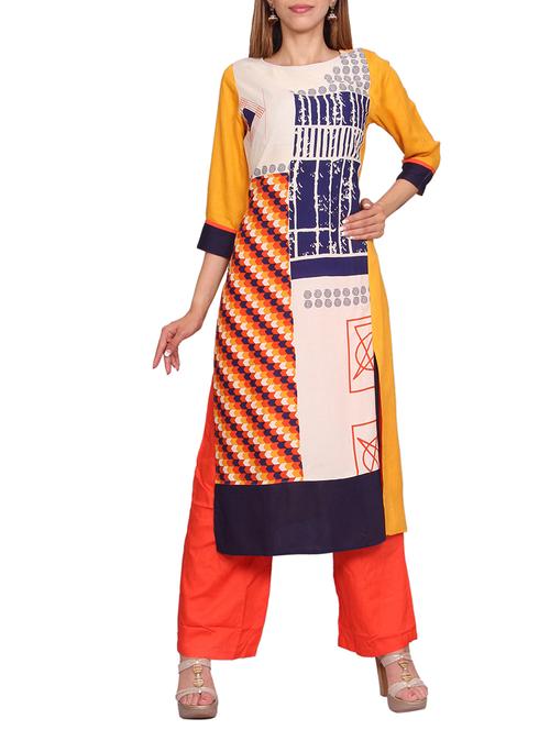 yellow rayon kurti - 12759635 - Very Small Image - 1