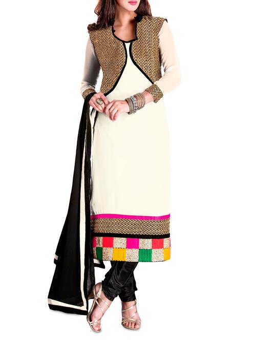 white unstitched embroidered suit set - 1276645 - Very Small Image - 1