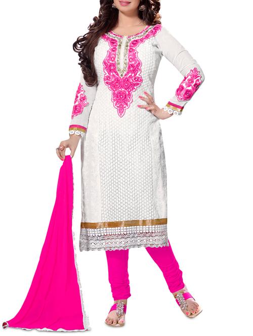 white unstitched embroidered suit set - 1276761 - Very Small Image - 1