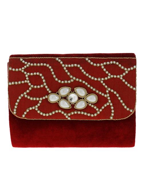 red poly shimmer embellished clutch - 1276987 - Very Small Image - 1