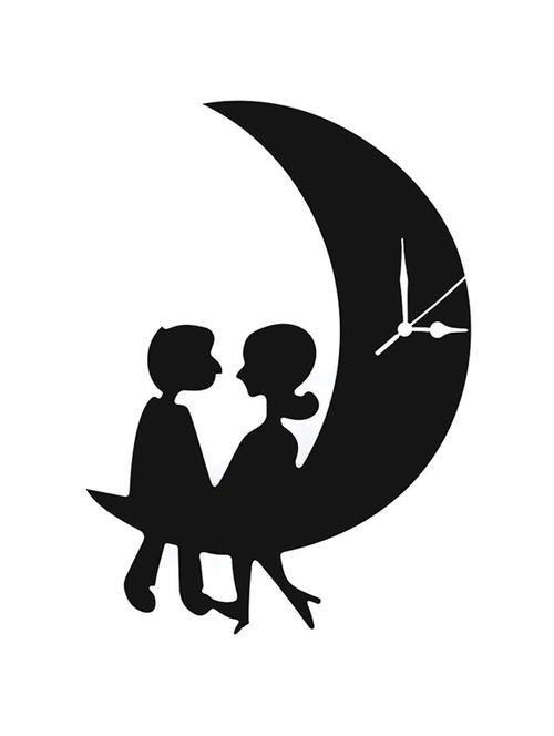 wall clock moon mdf wooden size 9 inch - 12773776 - Very Small Image - 1