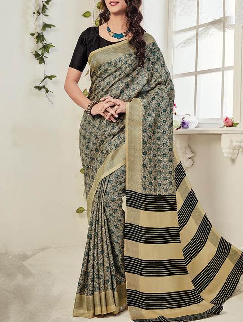 grey silk saree with blouse - 12774022 - Very Small Image - 1
