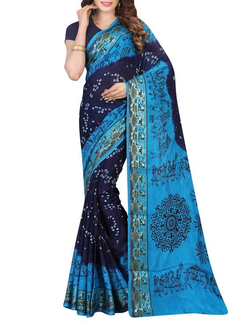 multi art silk bandhani saree - 12775928 - Very Small Image - 1