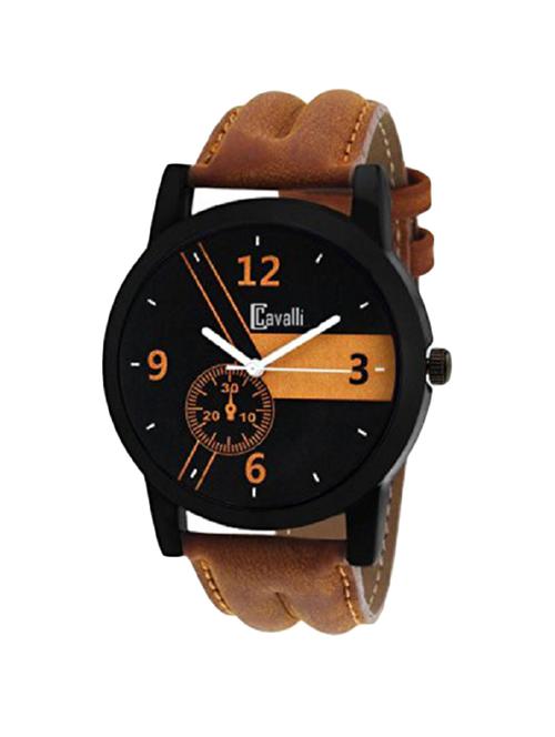 cavalli casual analogue tan leather strap multicolour dial men's watch cw-333 - 12776090 - Very Small Image - 1